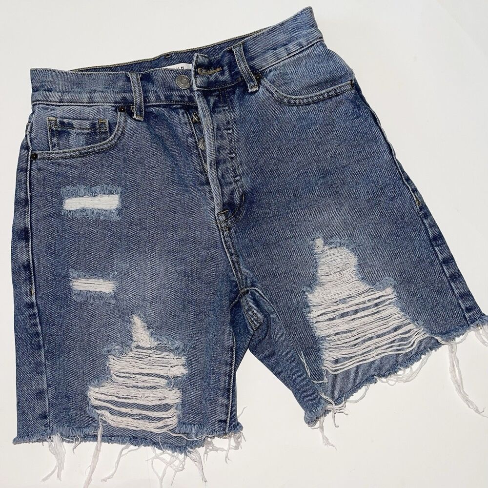 Pacsun Jean Shorts Size 24 High Rise Boy Shorts Blue Denim Medium Wash